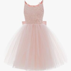 Wedding Flower Girls Lace Tulle Ball Gowns First  Dresses sz 6-7 pink